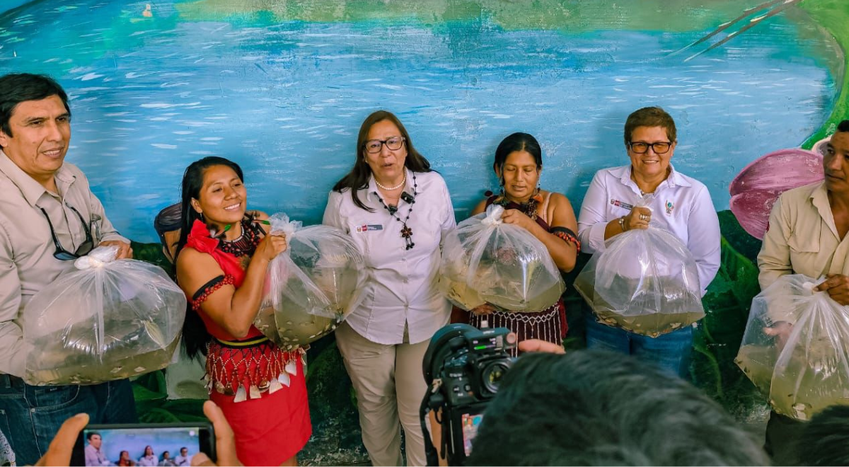 San Martín: Entregan 90 mil alevinos a familias awajún y mestizas