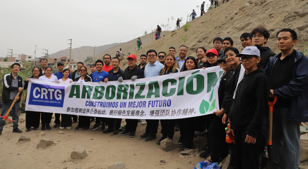 Más de 200 árboles fueron plantados en Cieneguilla durante una jornada de reforestación organizada por China Railway Tunnel Group (CRTG) . Fuente: difusión.